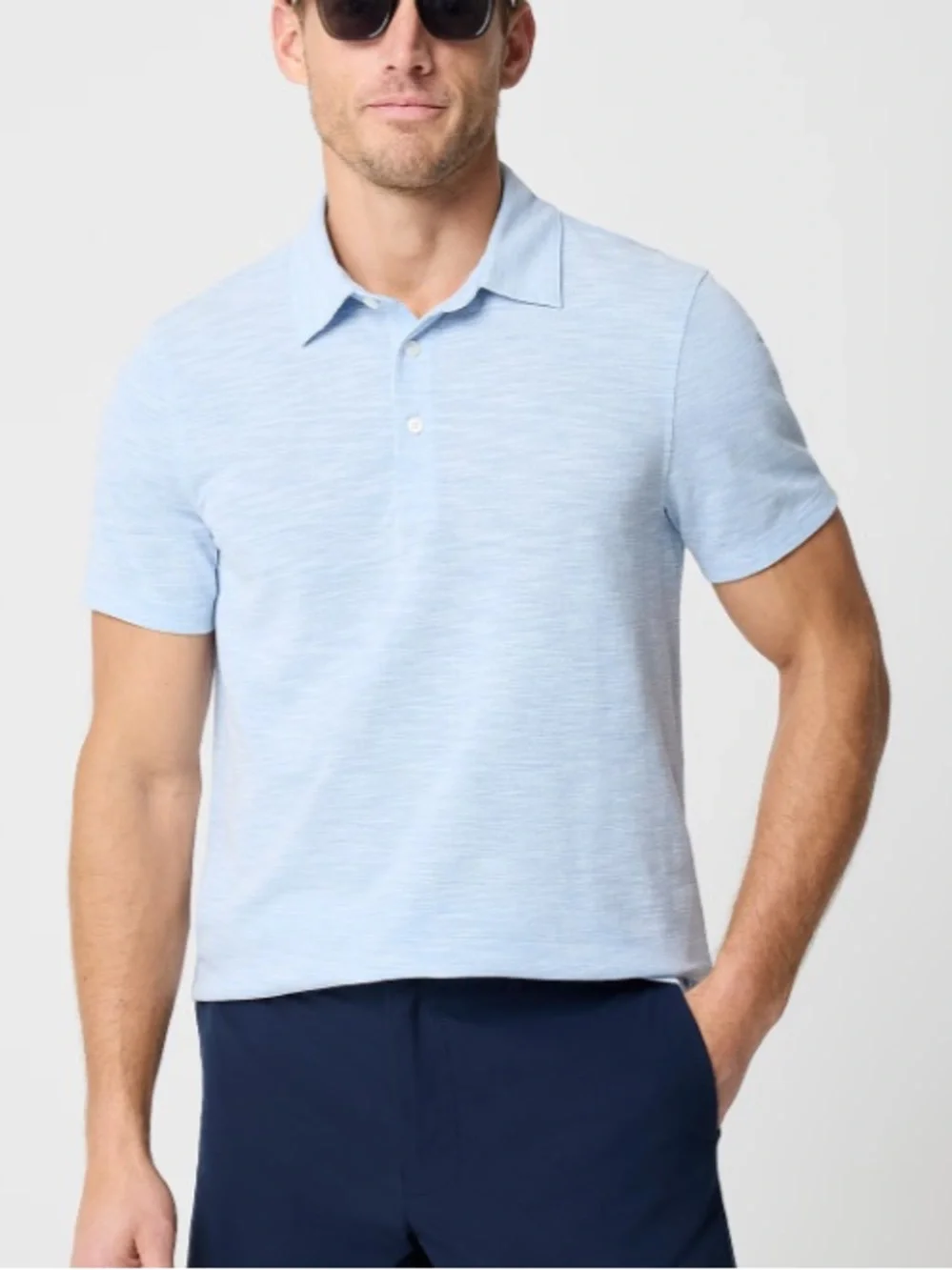 J crew faded chambray Slub piqué performance polo shirt